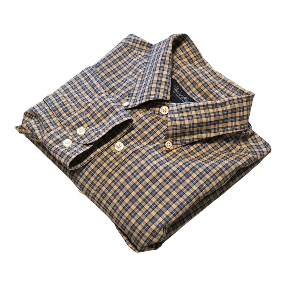 Brooks Brothers Button Down Shirt Mens Large Multicolor Plaid Long Sleeve Office